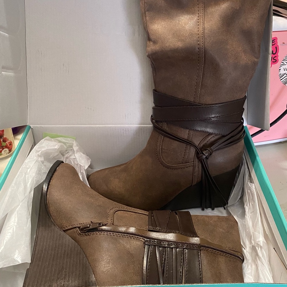 Brown Wedge Boot.